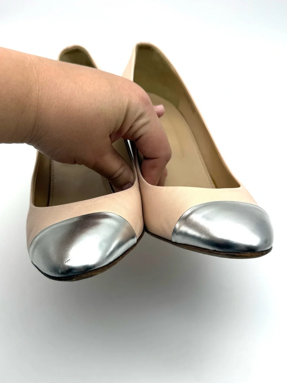 J.Crew Sloane Cap Toe Pump Heel Blush Pink Metallic 9.5